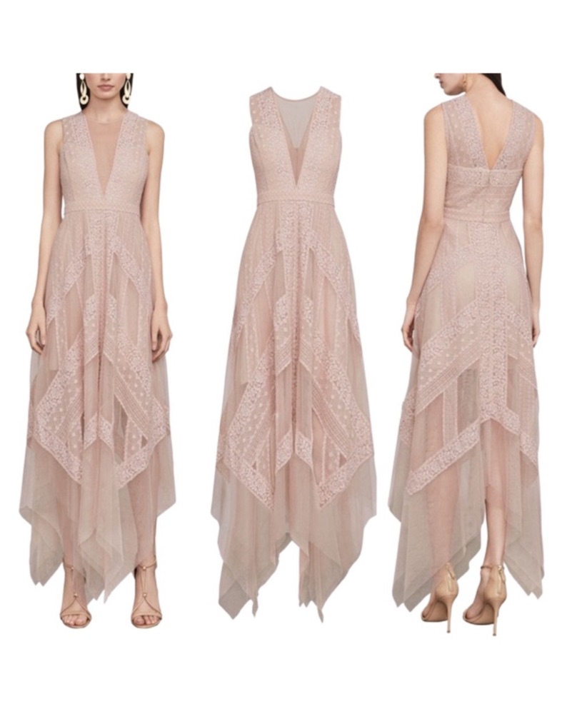 BCBGMAXAZRIA Andi Lace Trim Evening Gown by BCBGMAXAZRIA - Pickle