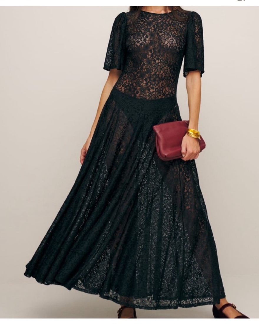 Black Lace Reformation Dress - Image 1