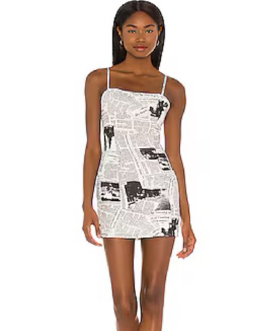 Superdown Newspaper Print Mini Dress by Superdown - Pickle
