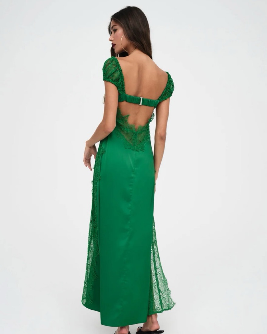 knee length dresses for ladies Green Tulle Lace Long Prom Dress with Corset, Green Formal Party Dress, Green / Custom Size main image 1