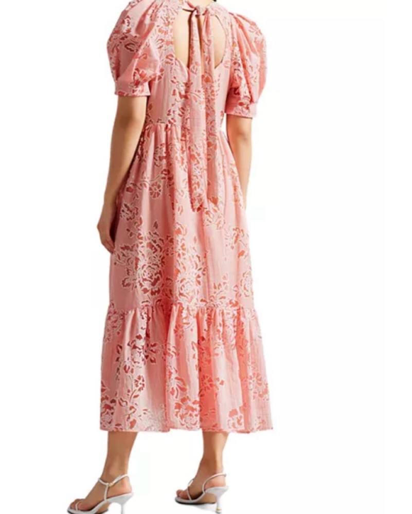 open lace back dress Ted Baker Jjojjo Floral Ruffled Mini Dress in Pink