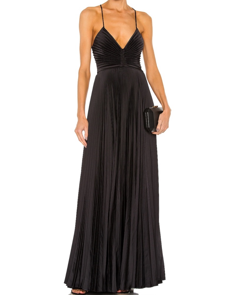knee length dresses for ladies Pleated Long Sleeve Surplice Maxi Dress Green / L main image 0