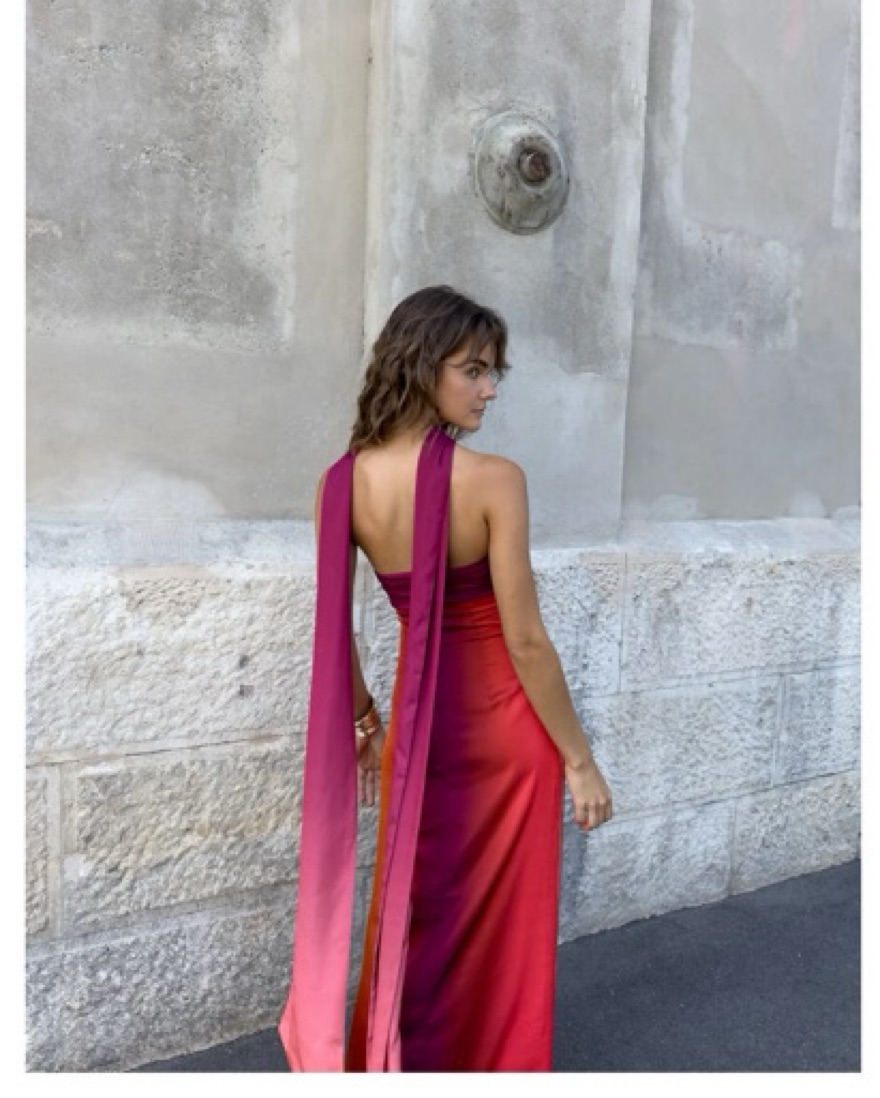 strapless open back dress Ombre Yellow Orange Pastel Dress – Svelte Couture main image 0