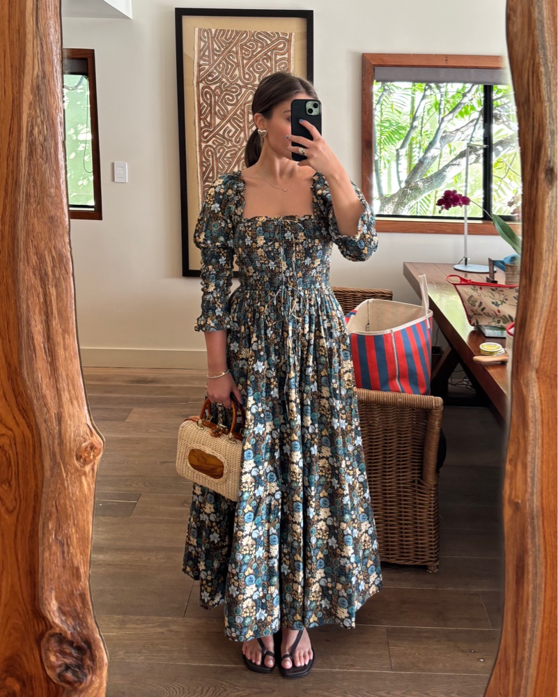 chinese dress ladies Doen Maxi Dress Begonia Burgundy Floral Print Cotton Size Medium Long –  Celebrity Owned main image 1