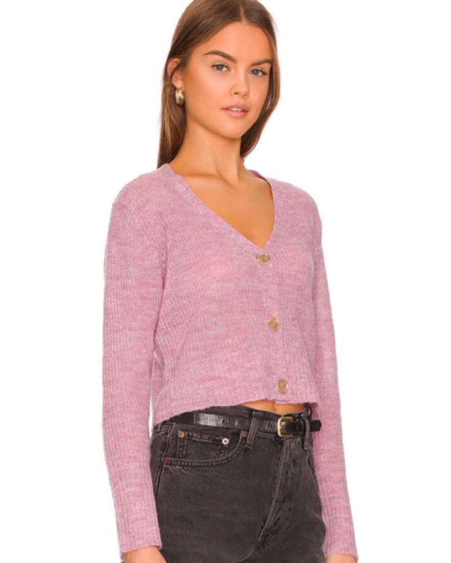 MONROW Pink Mohair Cardigan - Image 1