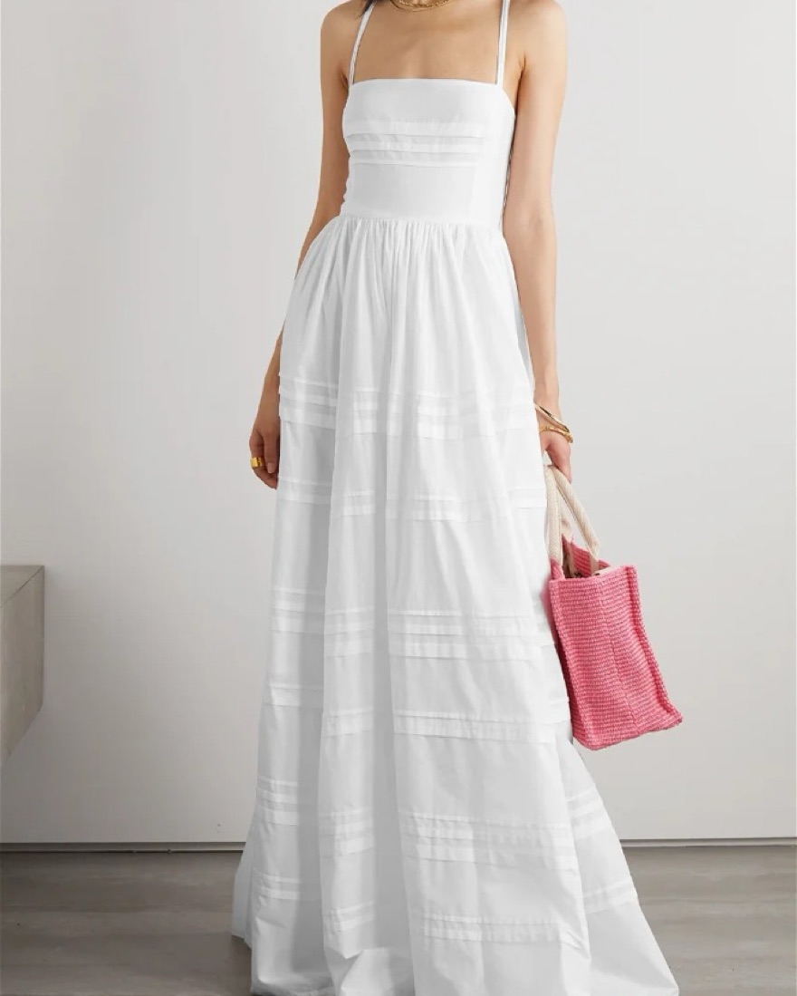 knee length dresses for ladies Staud White Vincent Dress White / S