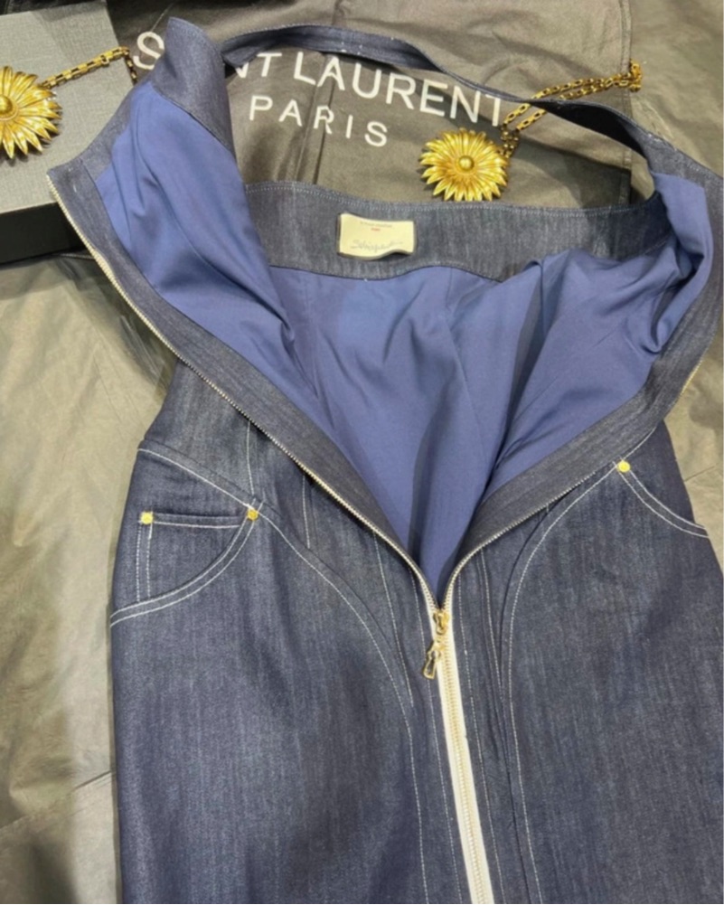 SCHIAPARELLI Halter Corset Denim dress by Schiaparelli - Pickle
