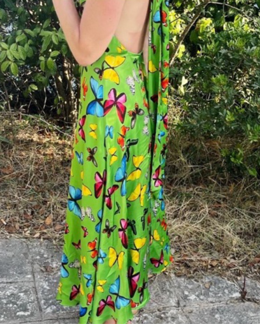 Mirae Paris Butterfly Midi Dress by Mirae Paris - Pickle