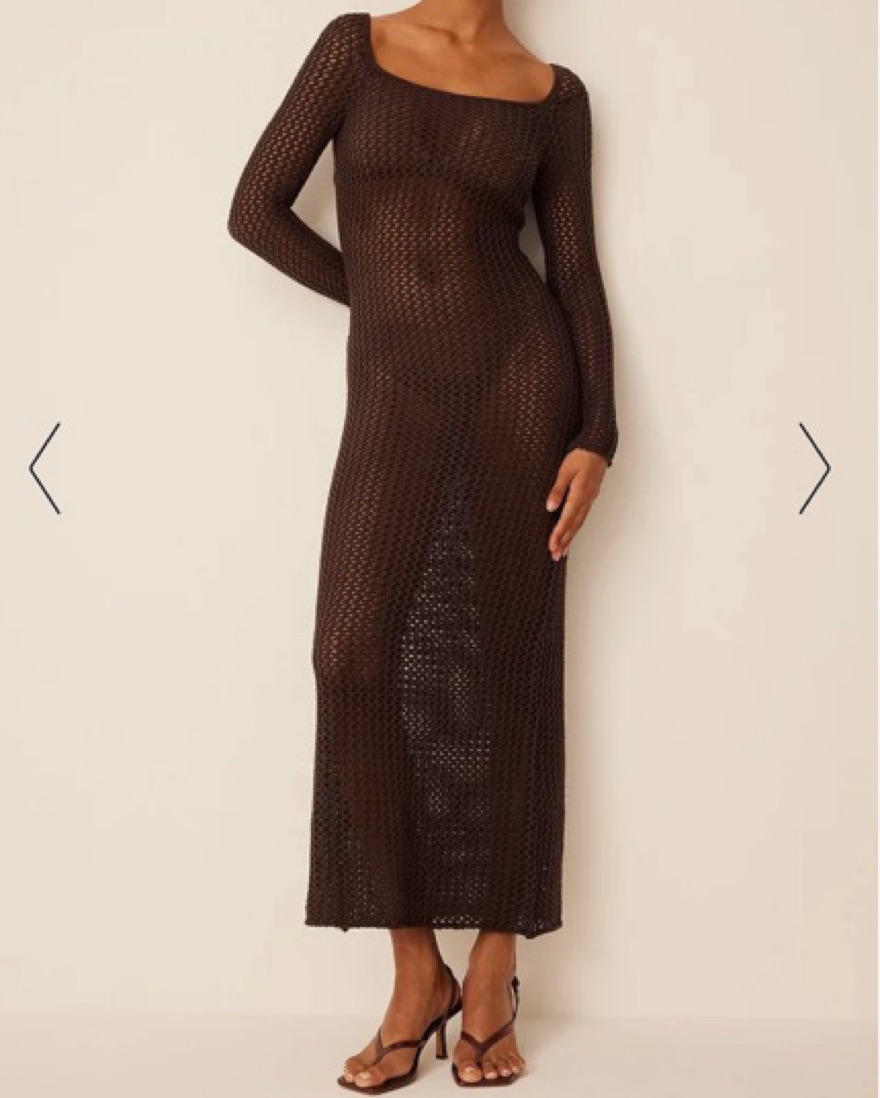 white christmas dresses Nude Crochet Top High Neck Maxi Dress – AX Paris main image 1