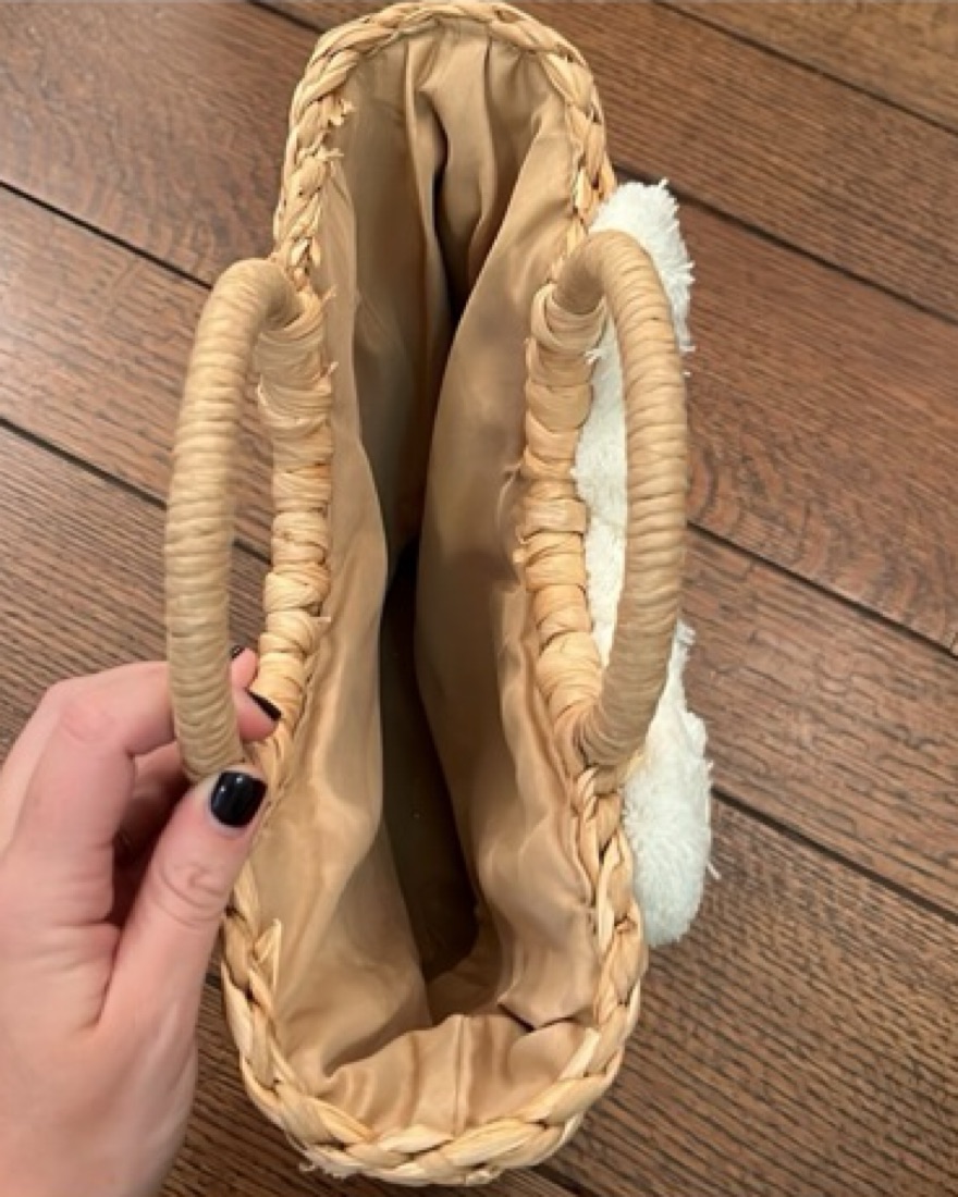 Bride Pom Pom Straw Bag - Image 3