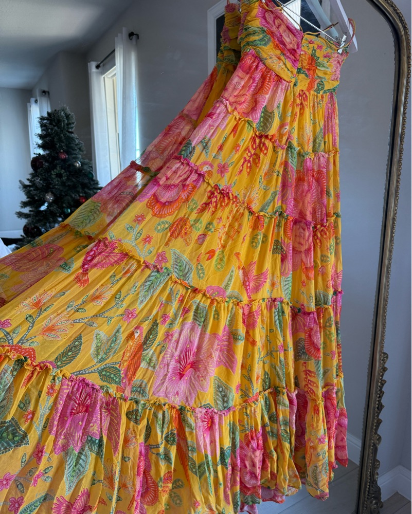 Farm Rio Macaw Rosette Bloom Maxi Dress by Farm Rio - Pickle