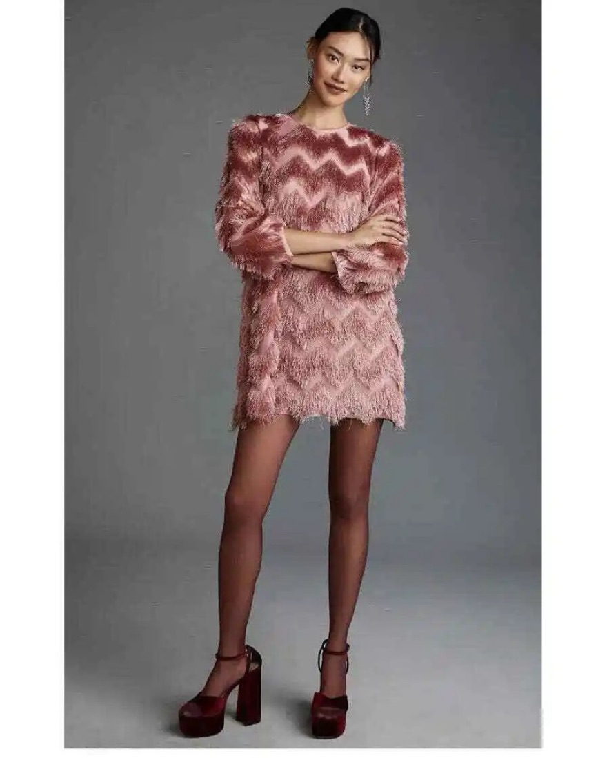 Anthropologie X Hutch Blush Fringe Dress - Image 1