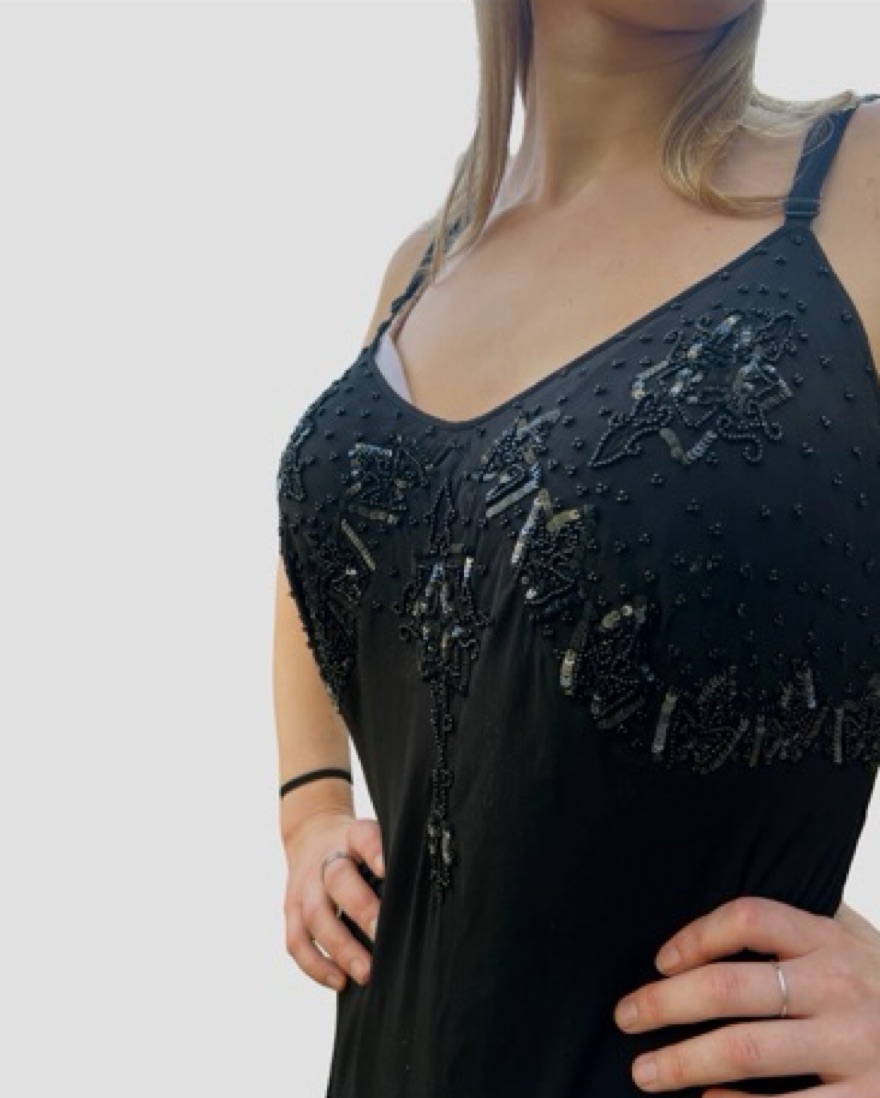 Vintage 90's Beaded Silk Dress by Vintage - Pickle