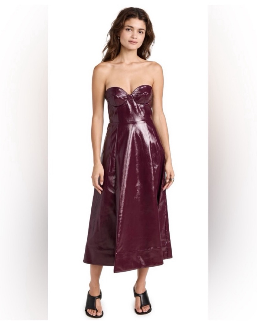 Staud Abstract Dress -Plum Vegan Leather by Staud - Pickle