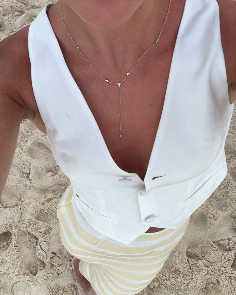 White Linen Backless Summer Top - Image 1