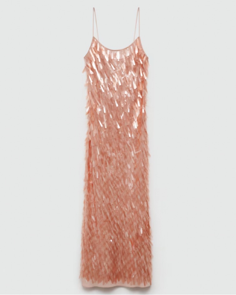 MANGO CAPSULE Teardrop Sequinned Gown by Mango Capsule Collection - Pickle