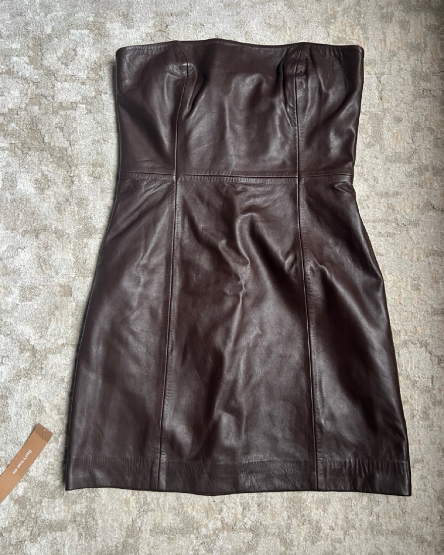 chinese dress ladies Faux Leather Tube Mini Dress Black / S main image 0
