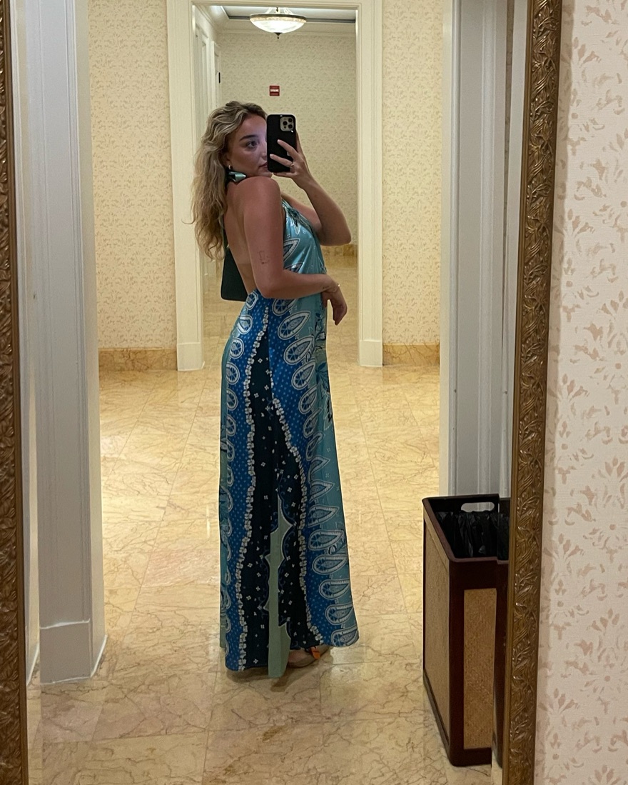 Paisley Blue Silk Halter Maxi Dress by Reformation - Pickle