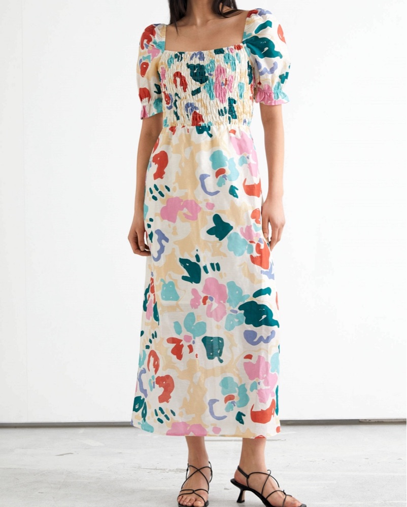 & Other Stories Puff Sleeve Midi Dress by & Other Stories - Pickle