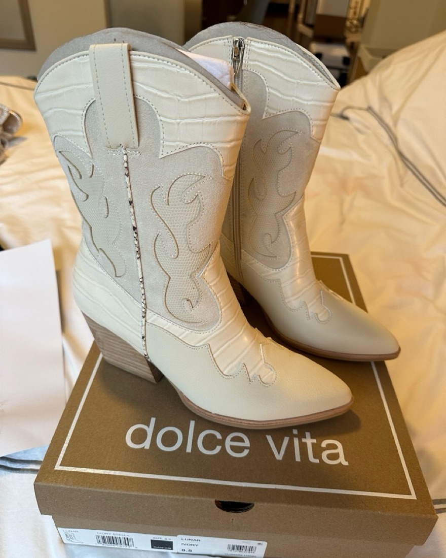 Dolce Vita Ivory Lunar Cowboy Boot Pickle