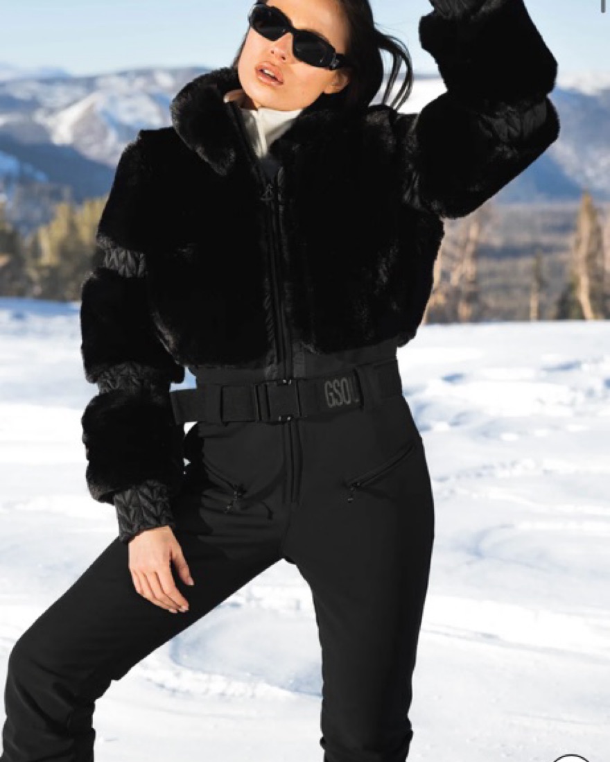 Black Gsou Faux Fur Ski Suit - Image 4