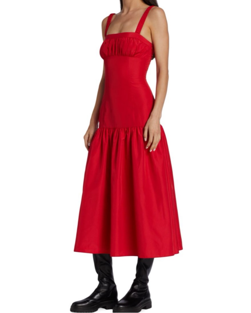 fitted lace wedding dress Derek Lam 10 Crosby 6 Red Off-Shoulder Cold Shoulder Dress Poplin Mini main image 0