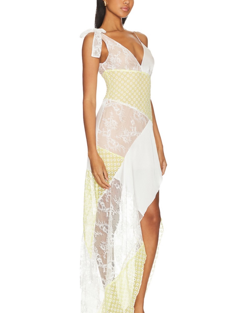 Ivory & Pale Yellow Janis Maxi Dress by Majorelle - Pickle