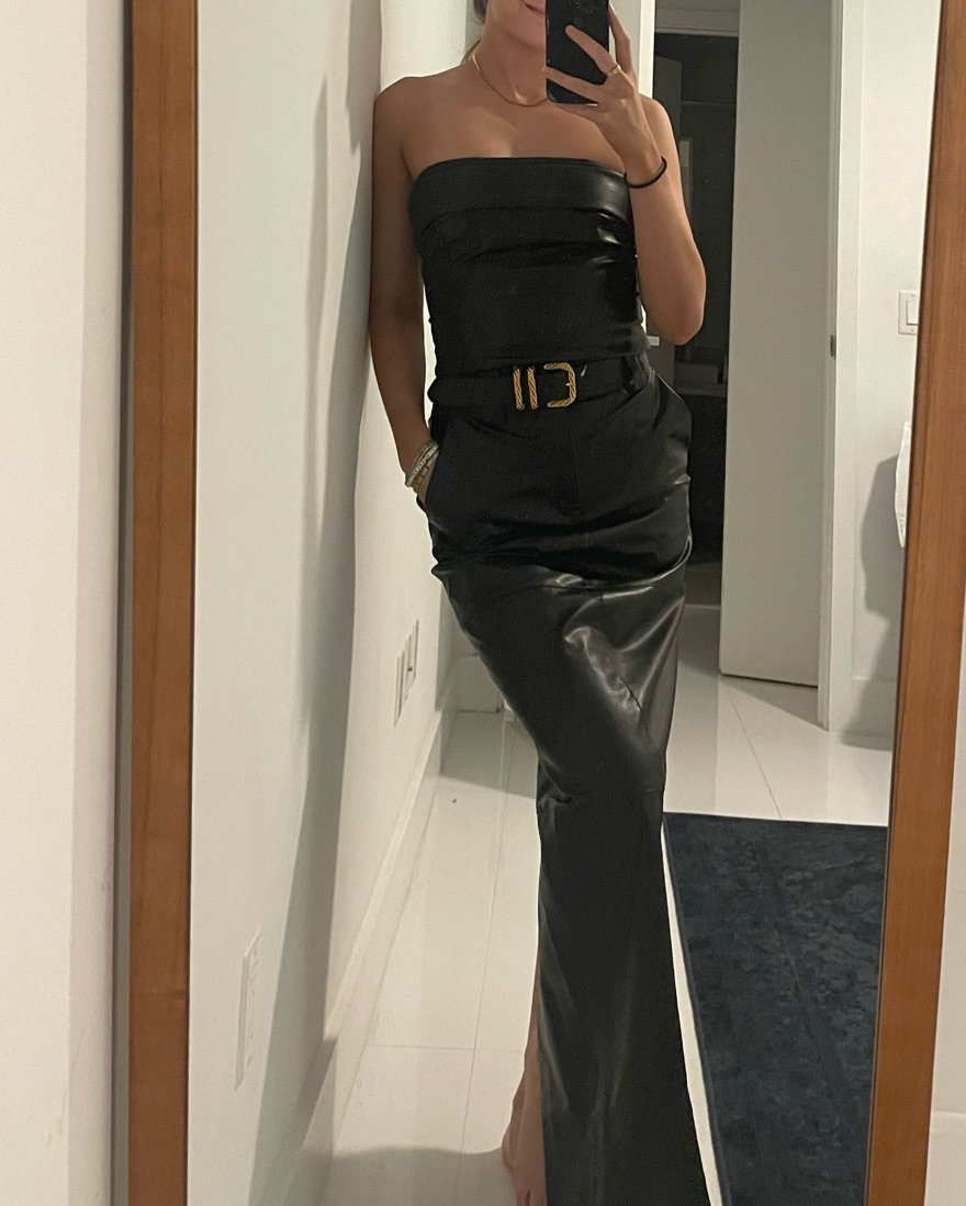 chinese dress ladies Women's Faux Leather Dress 2 Piece Strapless Crop Top and Bodycon Mini  Skirt Sets Outfits (0-2,US) Black at Amazon Women's Clothing store main image 1
