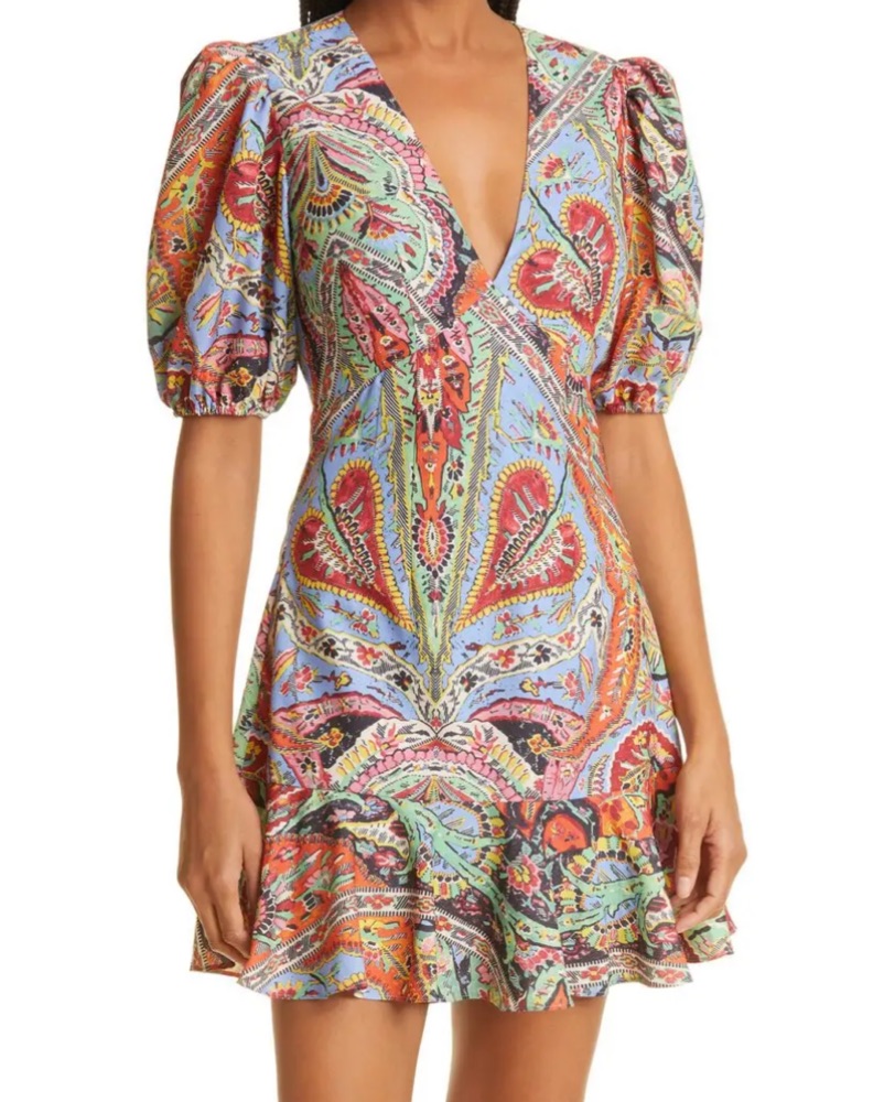 RHODE Ruby Printed Mini Empire Dress by Rhode - Pickle