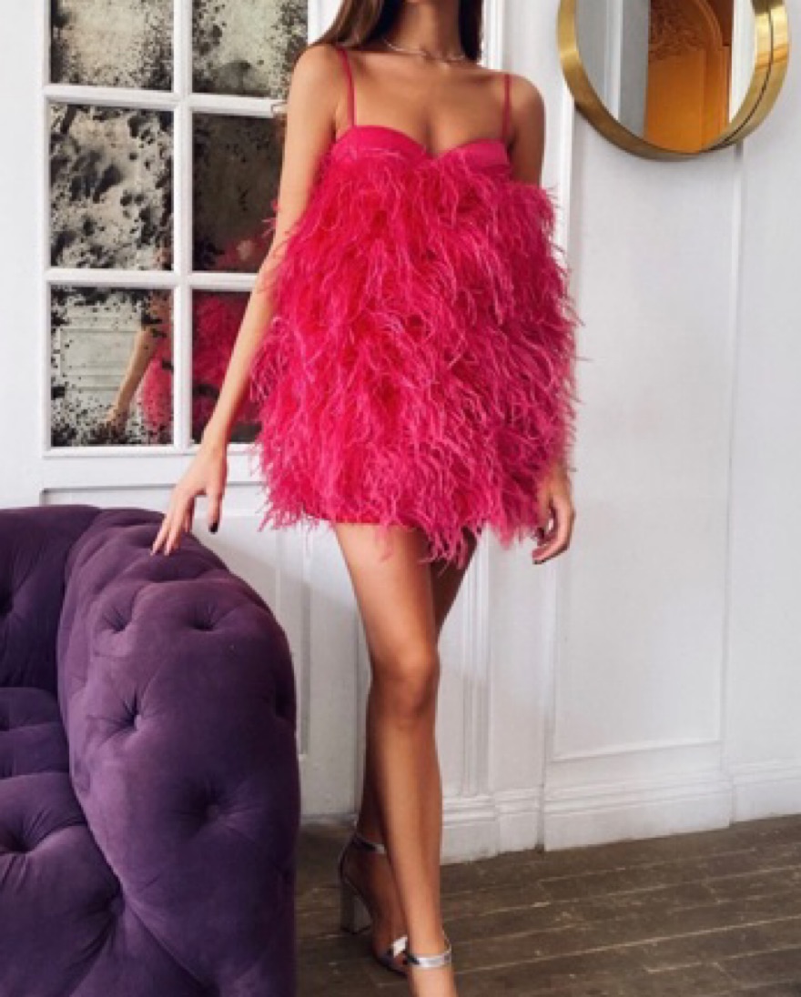 Pink Feather Dress - Image 2