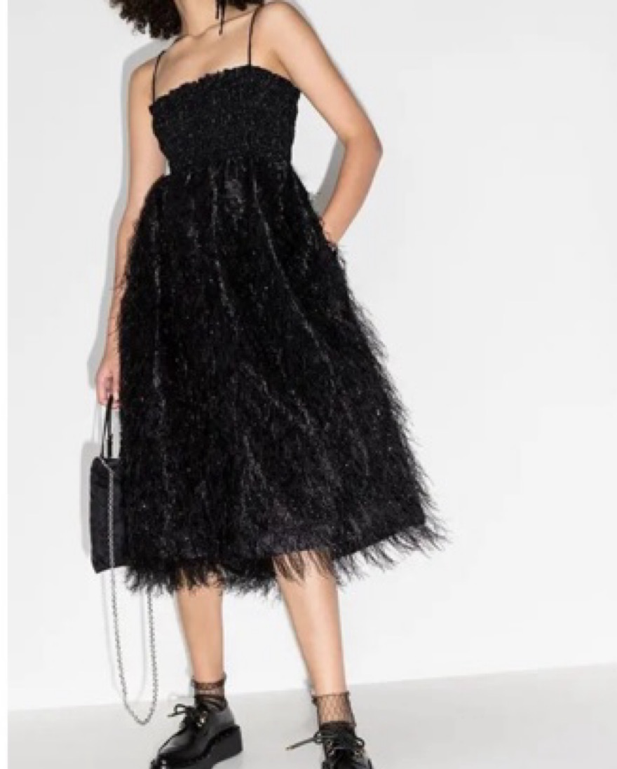 GANNI Feather Detailing Midi Dress - Image 1