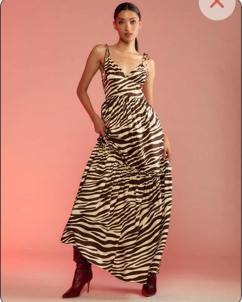 chinese dress ladies Cynthia Rowley Nairobi Kaftan Maxi Dress Black Botanical Print Cotton –  Celebrity Owned main image 1