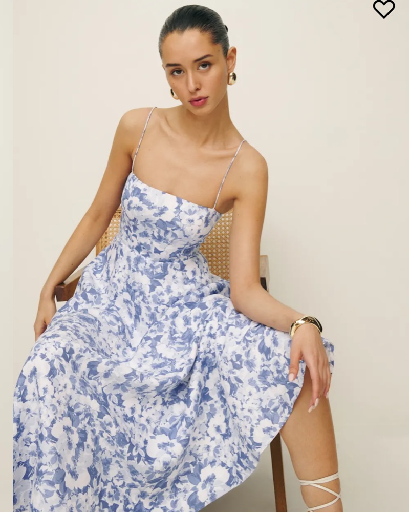 Floral Midi Dress with Open Back by Reformation - Pickle