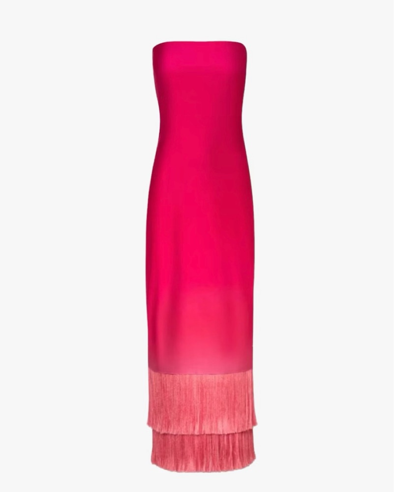 open lace back dress 2 in 1 Hot Pink Sparkly Ball Gown V Neck Long Prom Dress with High Slit Detachable Train ARD2885