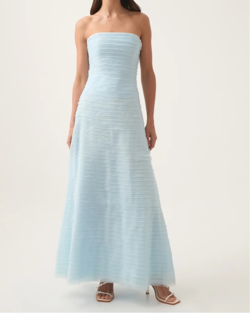 blue dress for baby girl Temperance Blue Ombre Frilled Strapless Mini Dress