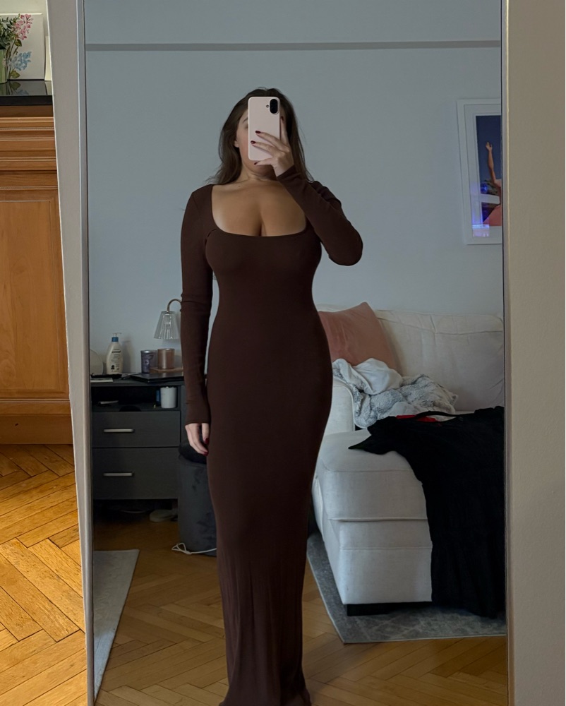 Skims Choclate Brown Long Sleeve Dress by Skims - Pickle