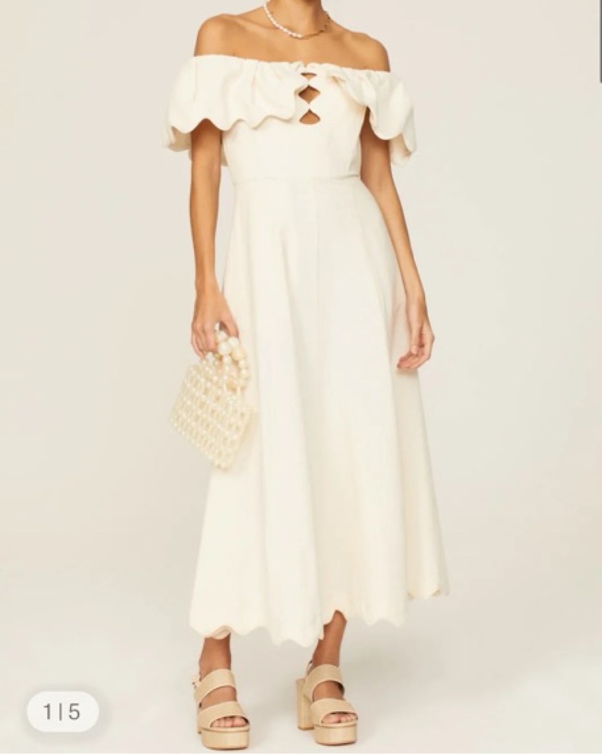 chinese dress ladies OFF SHOULDER DRESS IN JERSEY - Pearl - Heavy Cotton Linen Jersey - Women