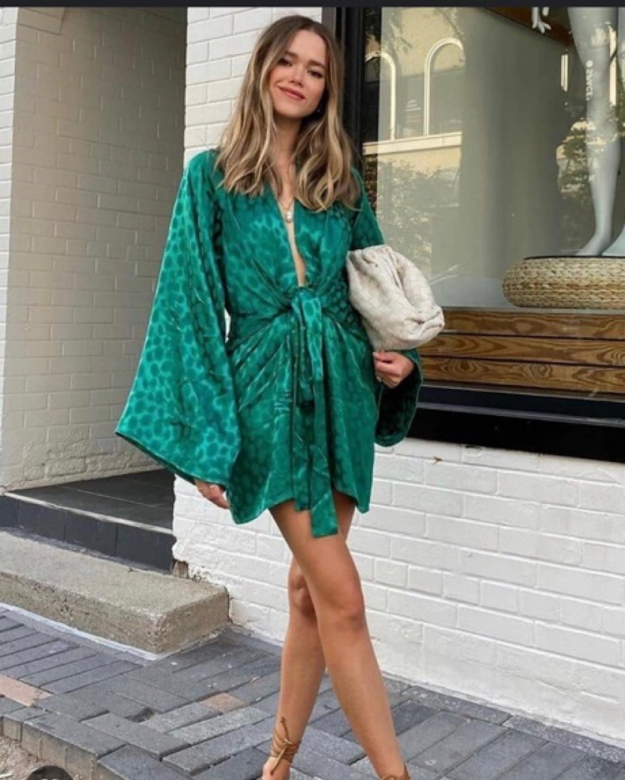 green emerald velvet dress Rat & Boa Alanis Dress main image 1