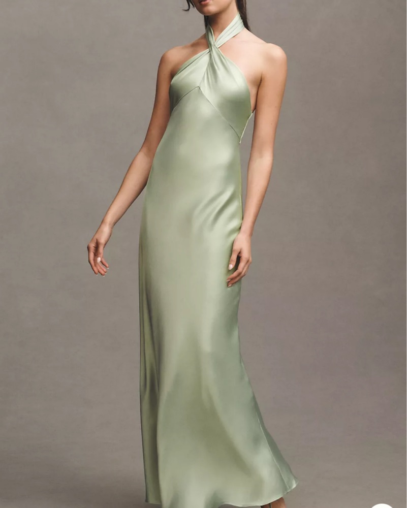chinese dress ladies Satin Bias Maxi Dress Neptune / Small