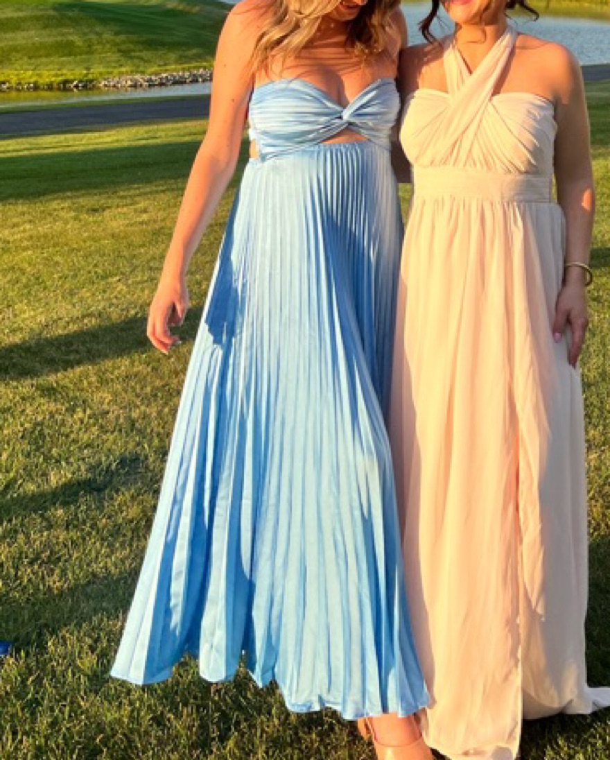 Clouds Of Love Strapless Pleated Maxi by Hello Molly