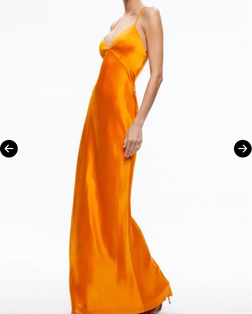 chinese dress ladies Alice + Olivia Juniper Lemon Yellow Eyelet Spaghetti Maxi Dress  The  Closet New York