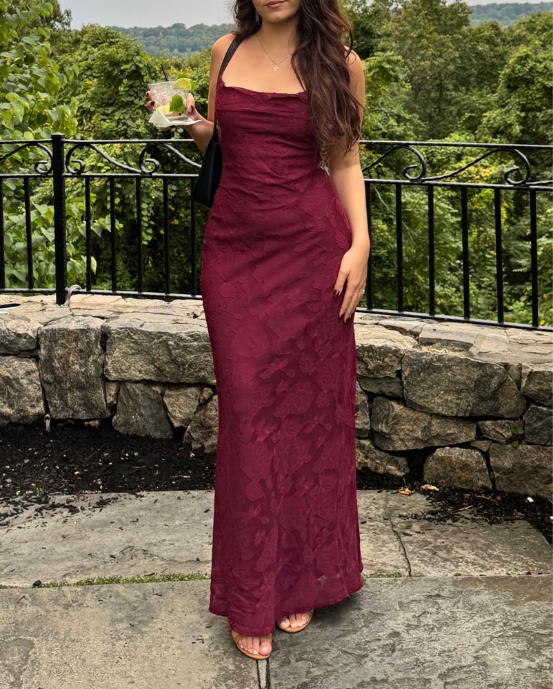 chinese dress ladies Destiny Lace Maxi Dress Burgundy