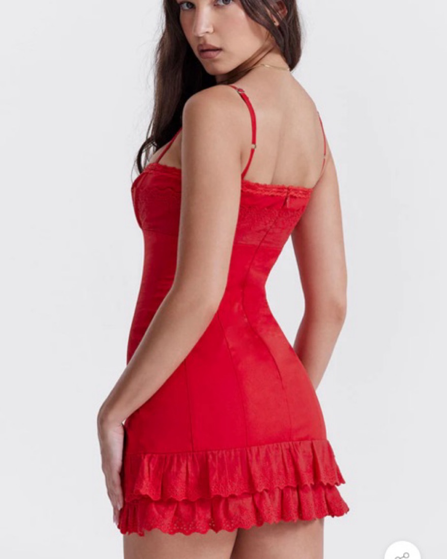 knee length dresses for ladies House of CB - Red Asymmetric Drape Mini Corset Dress (Medium)  Goldie's