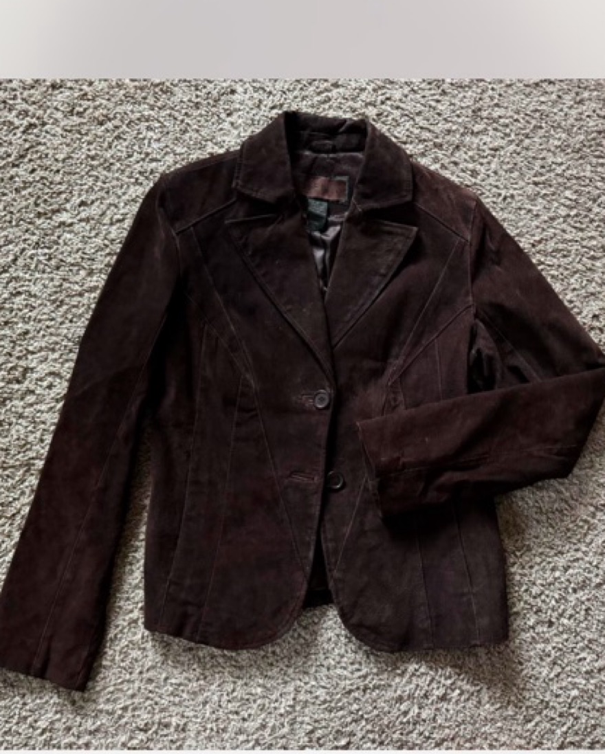 Chocolate Brown Suede Blazer  - Image 2