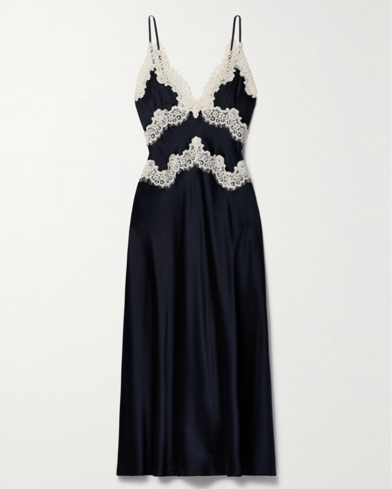 Obelia Corded Lace Trim Satin Midi Dress by Doen - Pickle