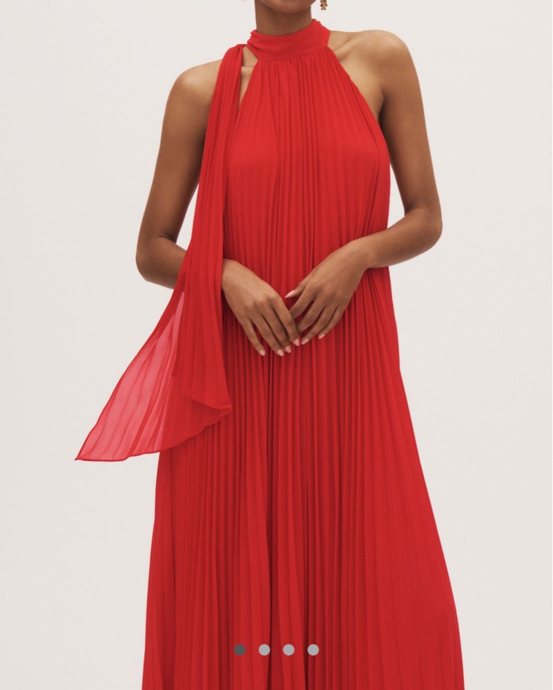 Anthropologie High-Neck Pleated Maxi by Anthropologie - Pickle