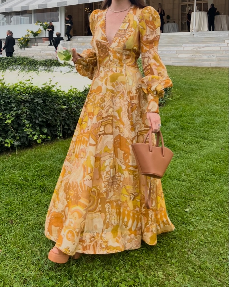 knee length dresses for ladies Zimmerman Linen Open Back Floral Midi Dress Multicolor main image 1