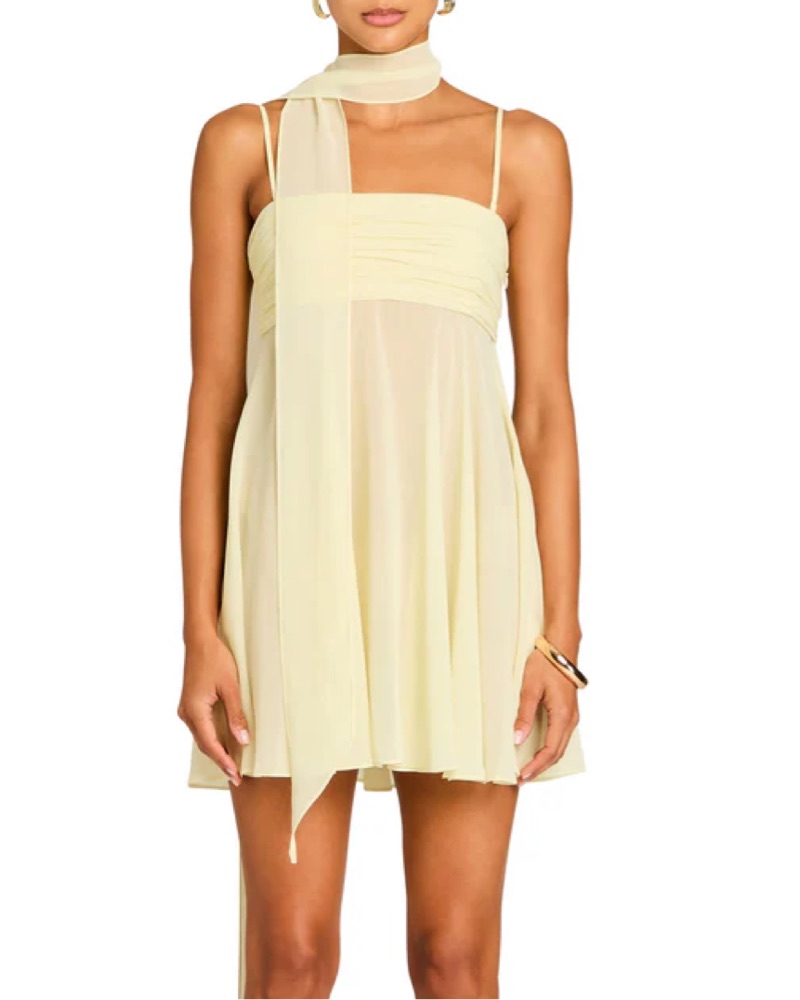 SEROYA Yellow Sheer Babydoll Dress by SER.O.YA - Pickle
