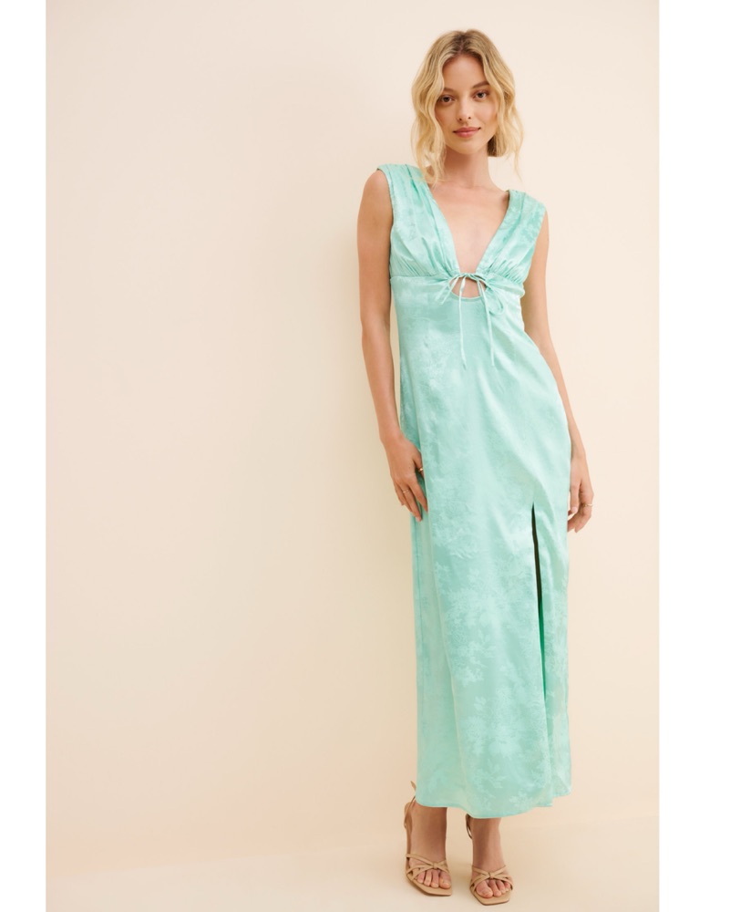Hutch Satin Jacquard Midi Shift Dress by Hutch - Pickle