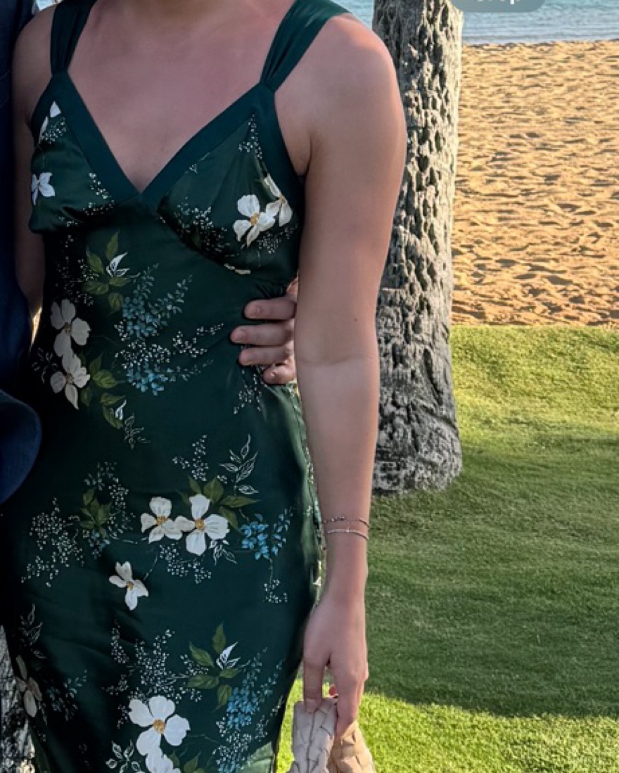 green emerald velvet dress Rent The Casette Floral Linen Maxi Dress By Reformation